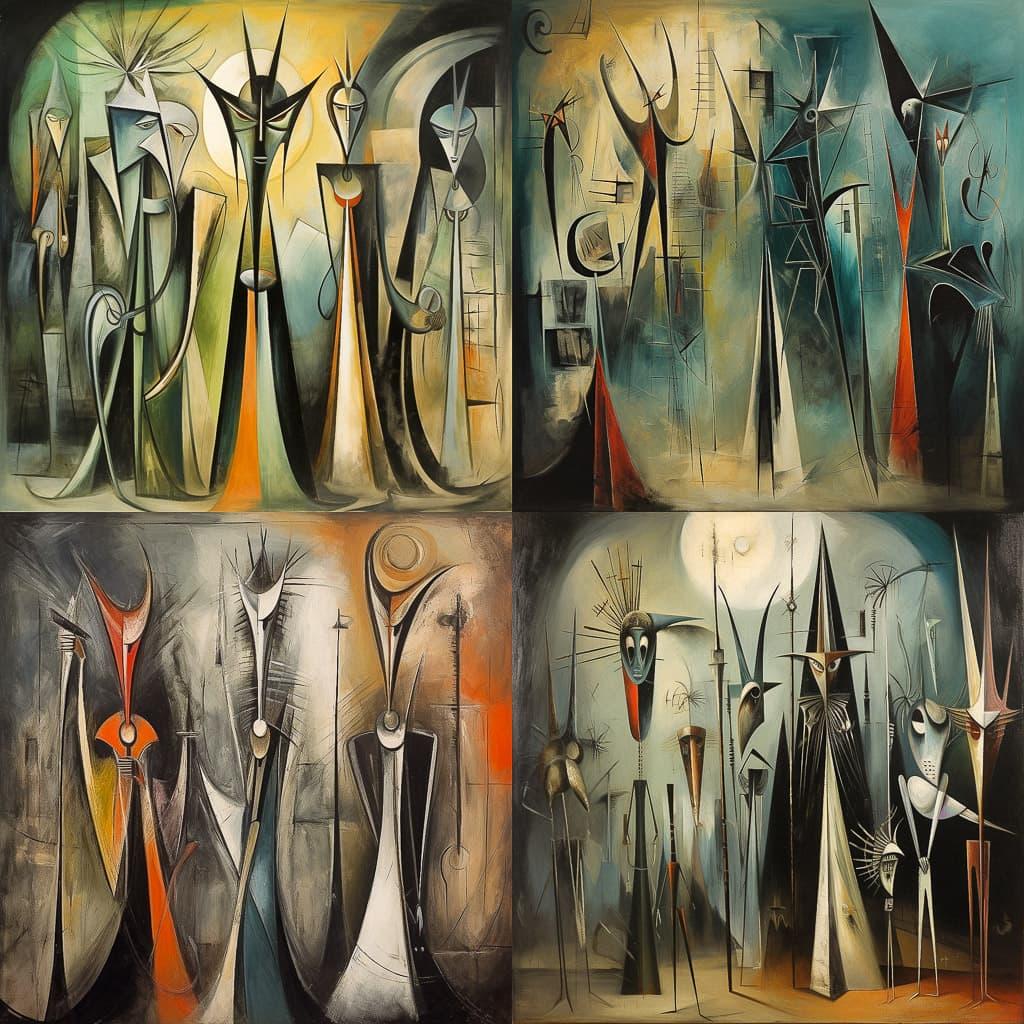 Wilfredo Lam style, Midjourney V5.2, render 1 of 4
