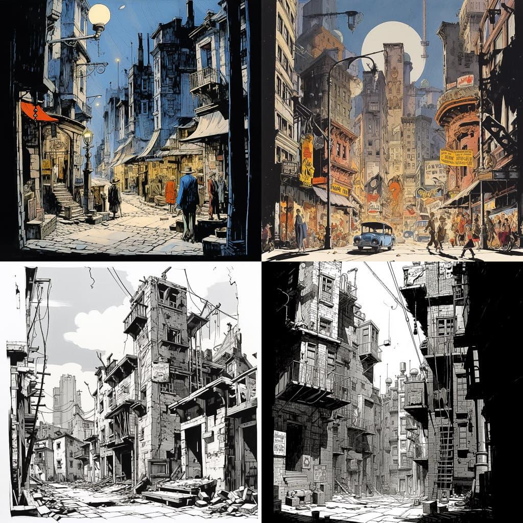 Will Eisner style, Midjourney V5.2, render 1 of 4