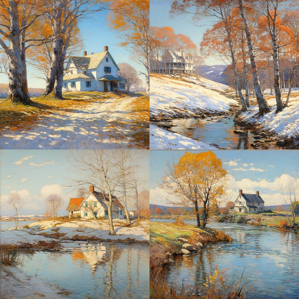 Willard Metcalf style, Midjourney V5.2, render 1 of 4