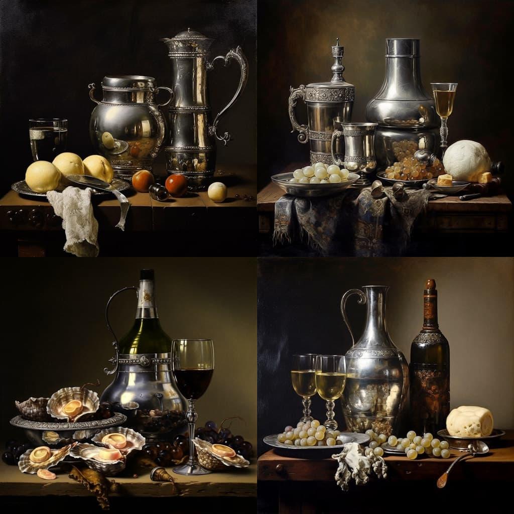 Willem Claesz. Heda style, Midjourney V5.2, render 1 of 4
