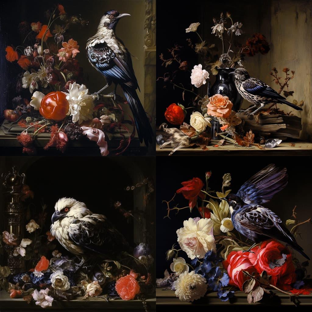 Willem van Aelst style, Midjourney V5.2, render 1 of 4