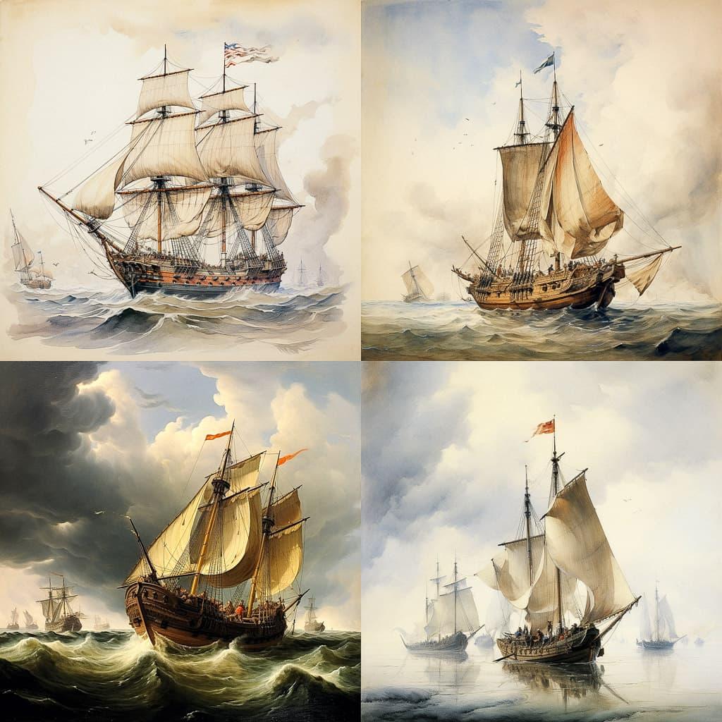 Willem van der Velde style, Midjourney V5.2, render 1 of 4