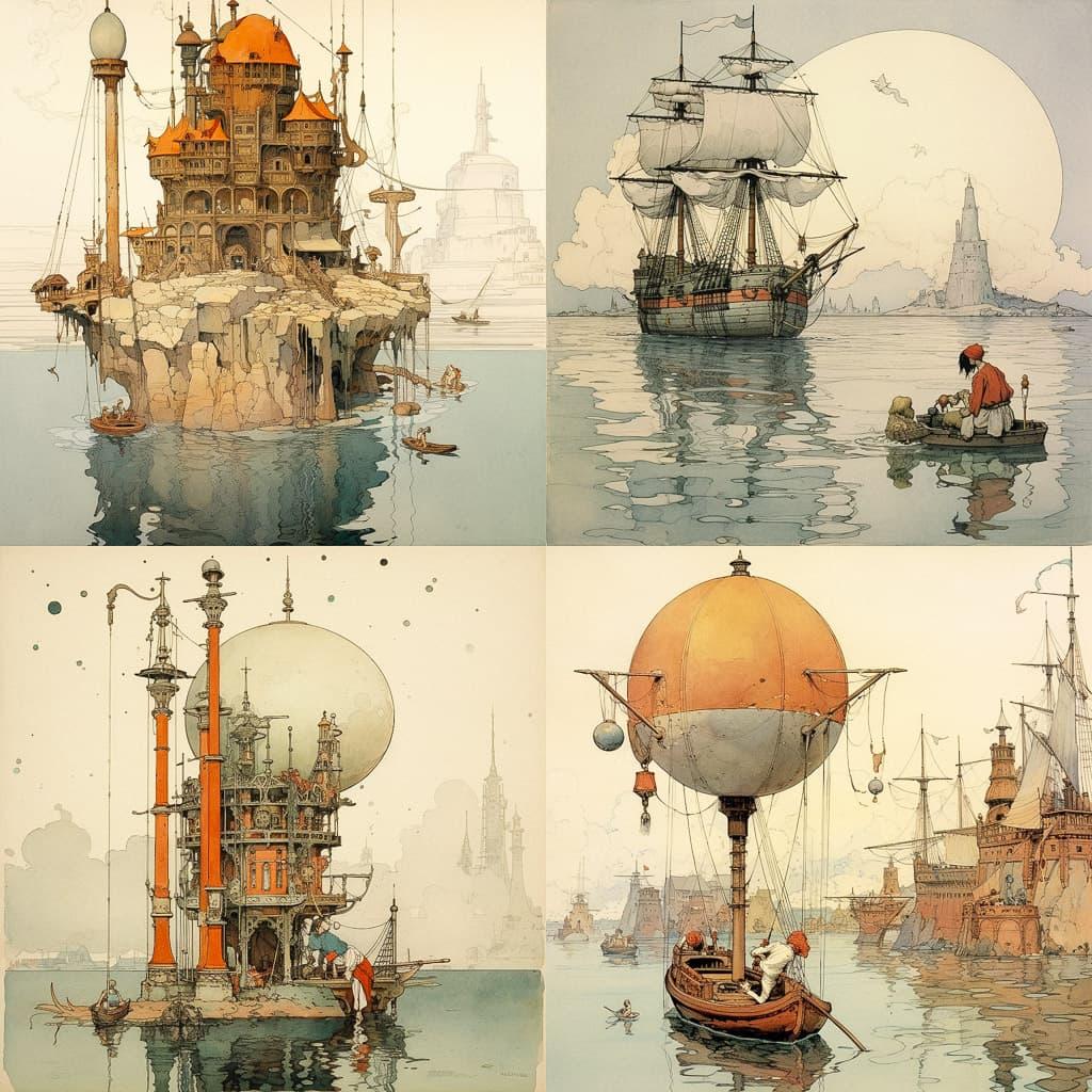William Heath Robinson style, Midjourney V5.2, render 1 of 4
