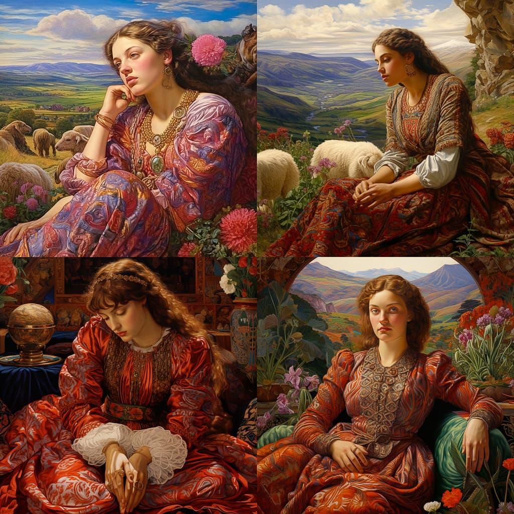 William Holman Hunt style, Midjourney V5.2, render 1 of 4