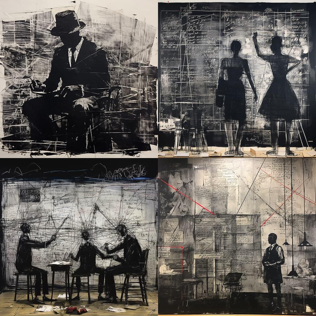 William Kentridge style, Midjourney V5.2, render 1 of 4