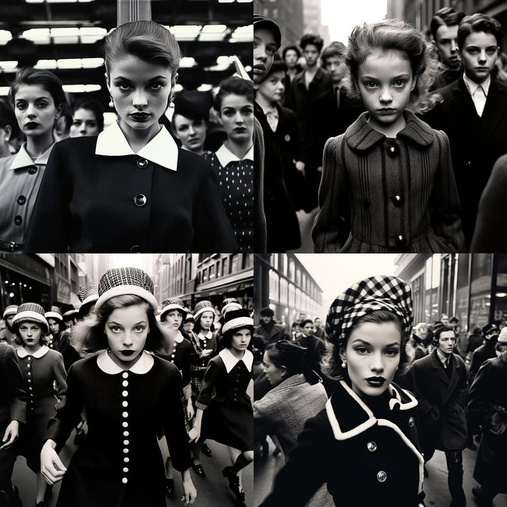 William Klein style, Midjourney V5.2, render 1 of 4