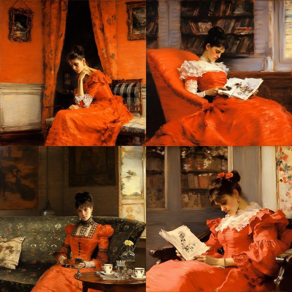 William Merritt Chase style, Midjourney V5.2, render 1 of 4
