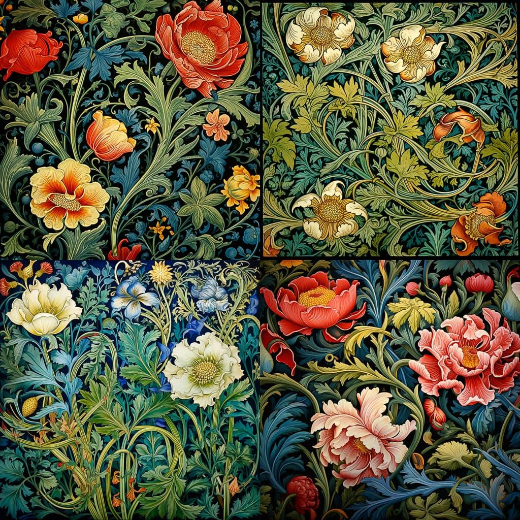 William Morris style, Midjourney V5.2, render 1 of 4