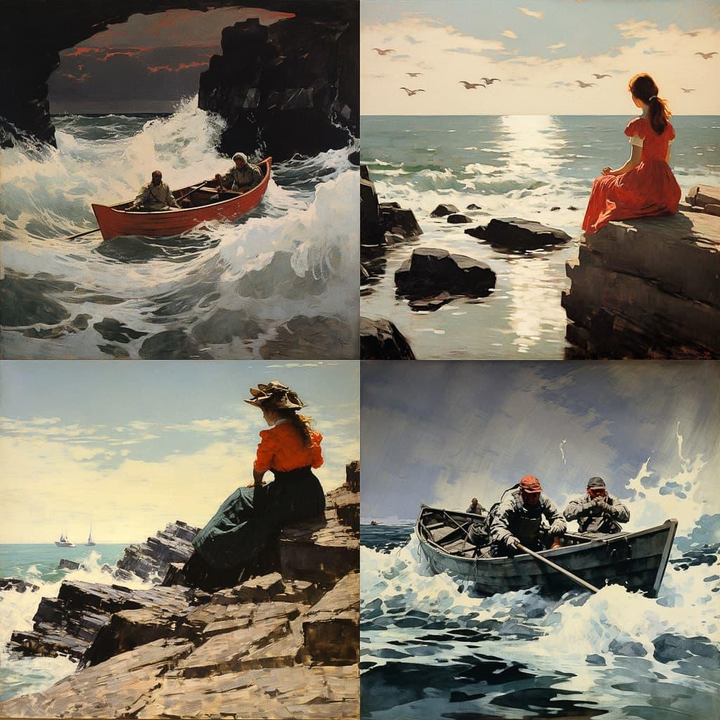 Winslow Homer style, Midjourney V5.2, render 1 of 4