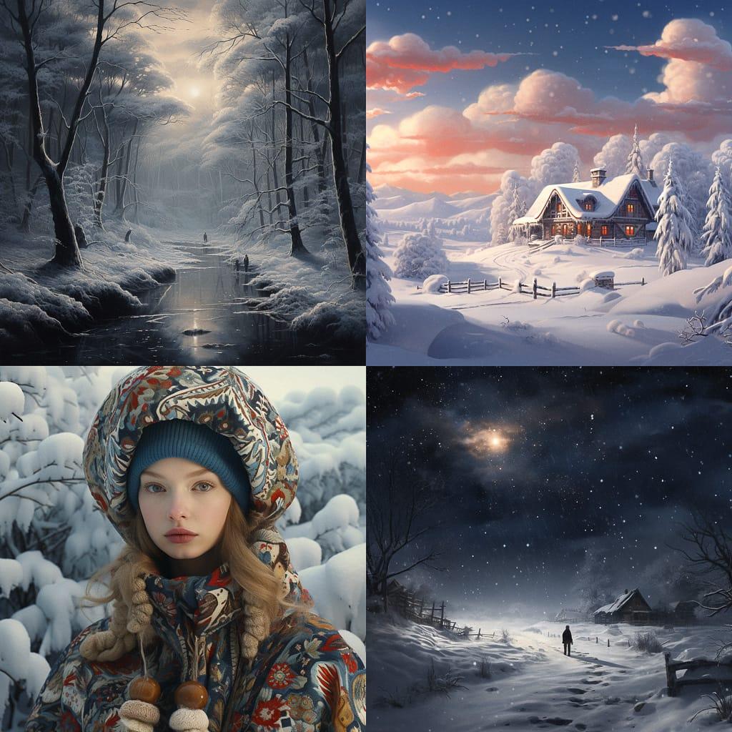 Winter style, Midjourney V5.2, render 1 of 4