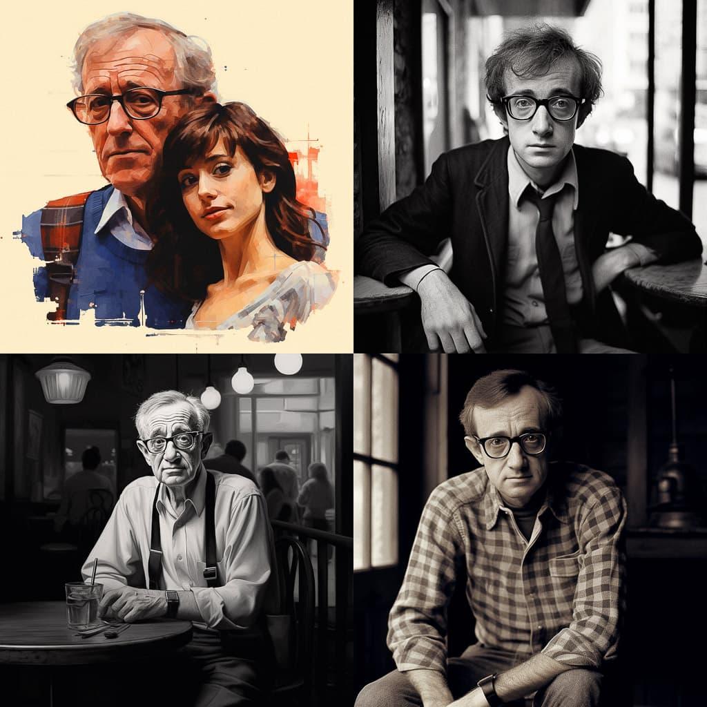Woody Allen style, Midjourney V5.2, render 1 of 4