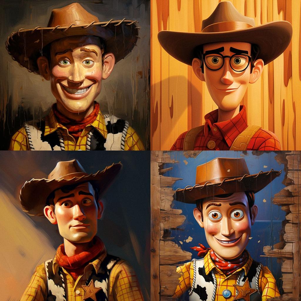 Woody style, Midjourney V5.2, render 1 of 4