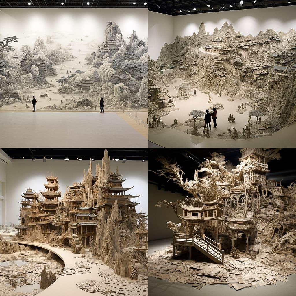 Xu Bing style, Midjourney V5.2, render 1 of 4