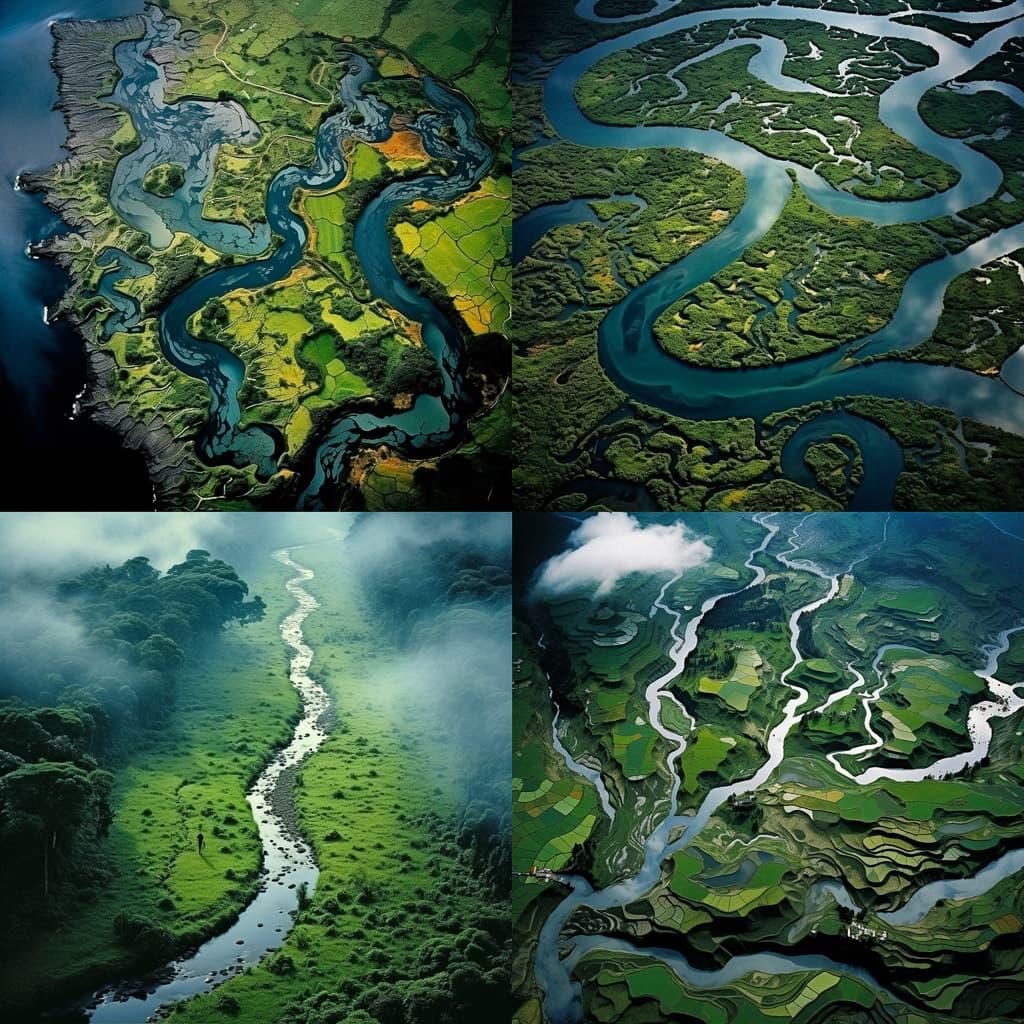 Yann Arthus-Bertrand style, Midjourney V5.2, render 1 of 4