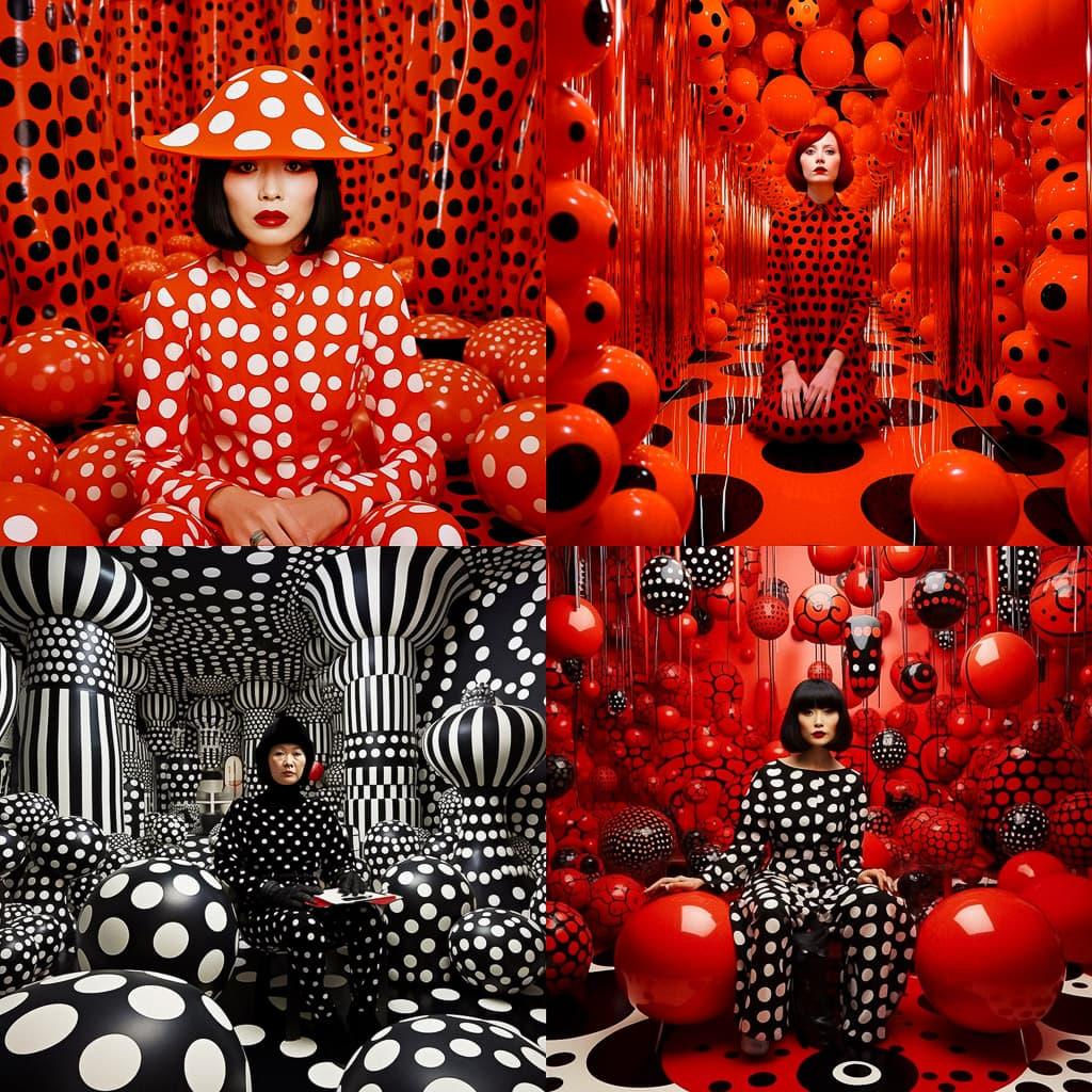 Yayoi Kusama style, Midjourney V5.2, render 1 of 4