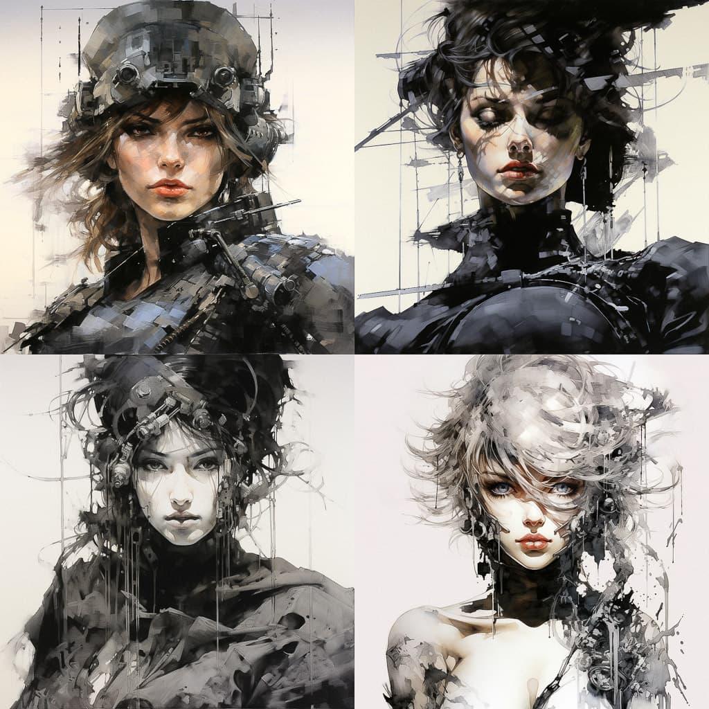 Yoji Shinkawa style, Midjourney V5.2, render 1 of 4