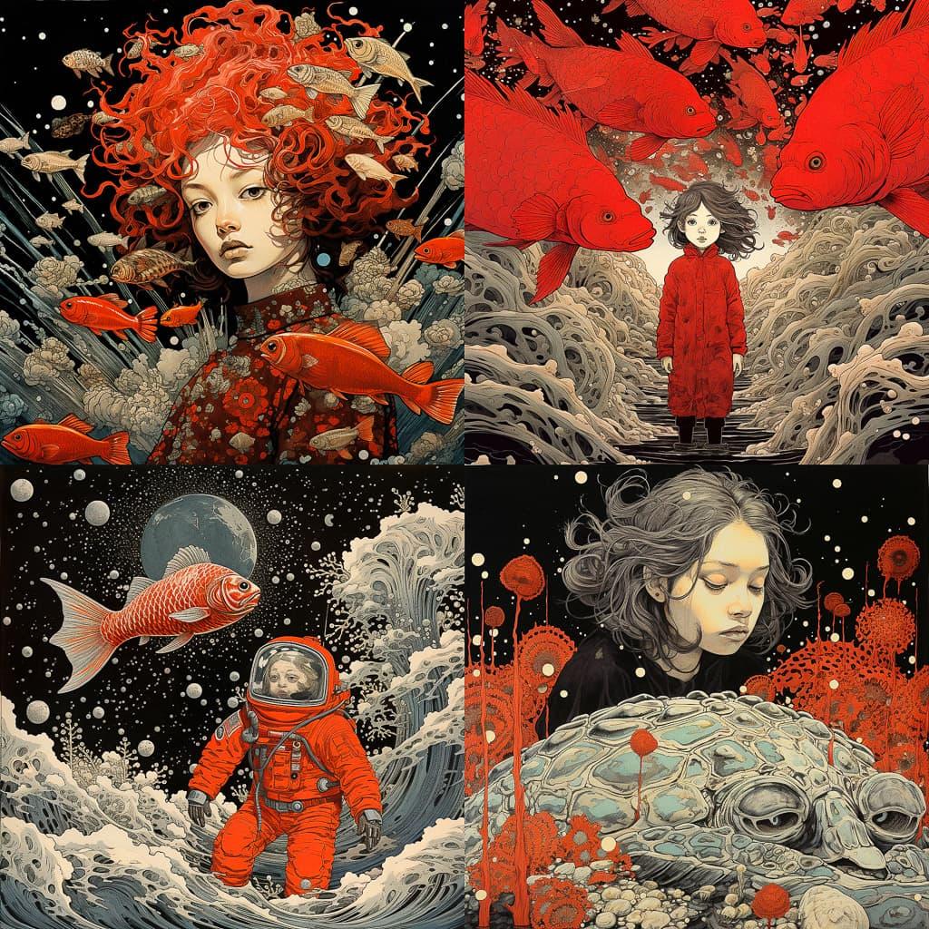 Yuko Shimizu style, Midjourney V5.2, render 1 of 4