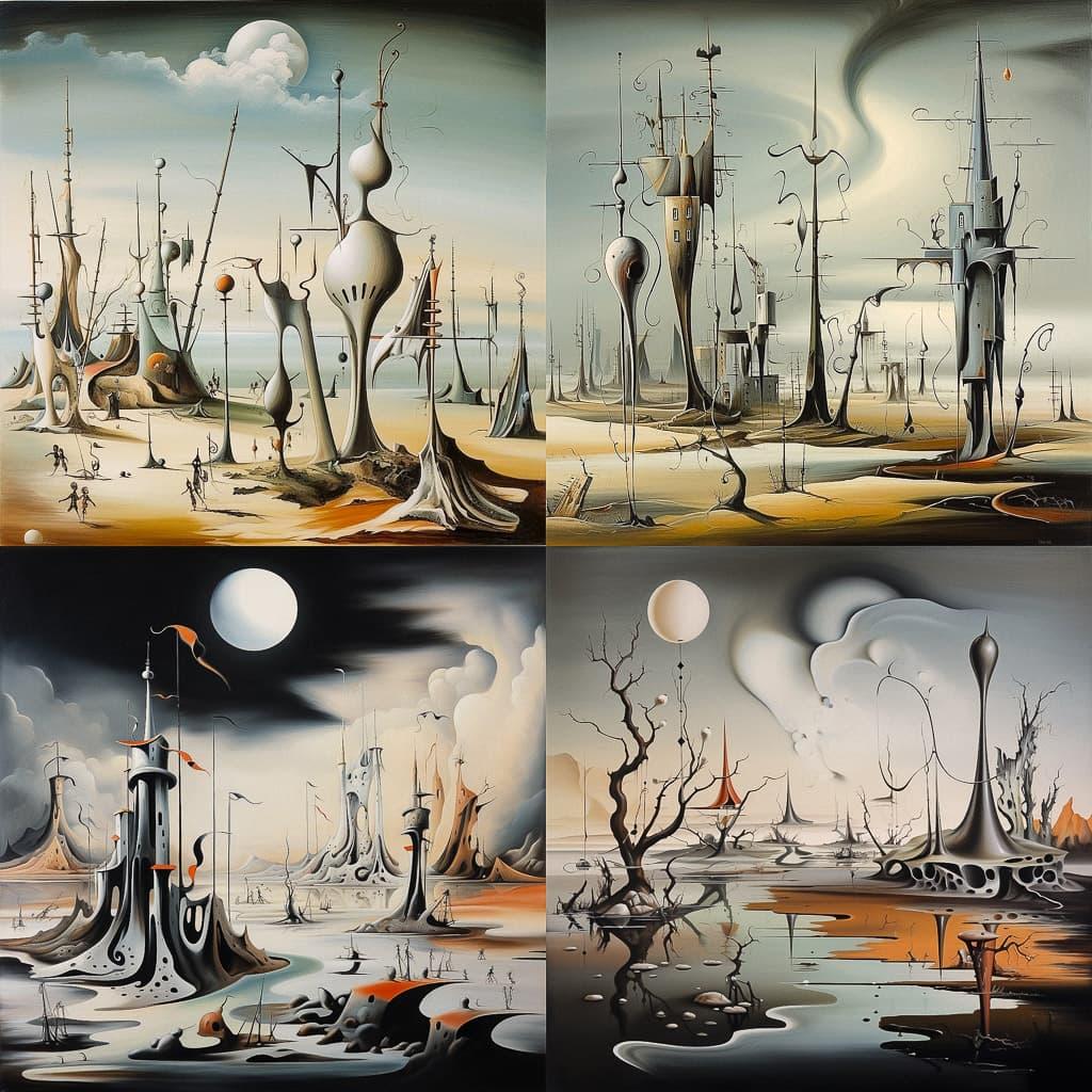 Yves Tanguy style, Midjourney V5.2, render 1 of 4