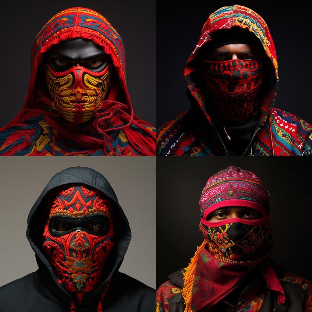 Zapatista mask style, Midjourney V5.2, render 1 of 4