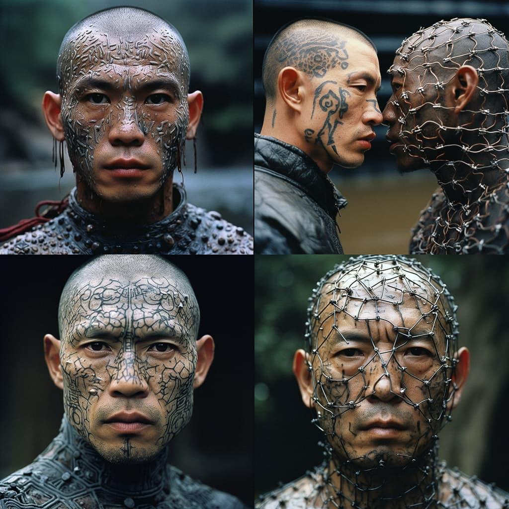 Zhang Huan style, Midjourney V5.2, render 1 of 4