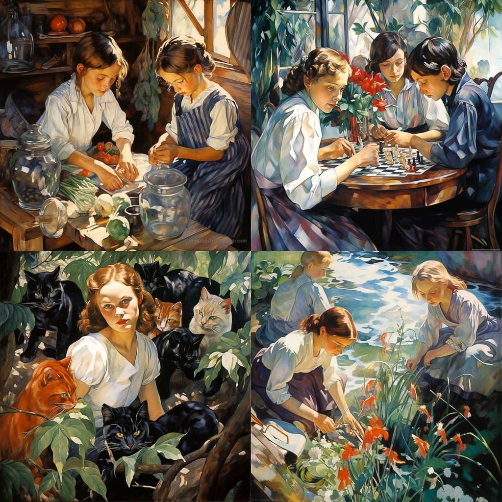 Zinaida Serebriakova style, Midjourney V5.2, render 1 of 4