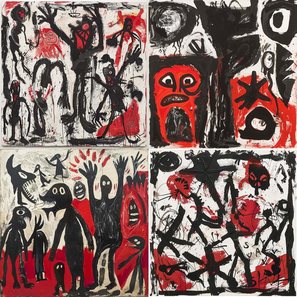 A. R. Penck style, Midjourney V6, render 1 of 4