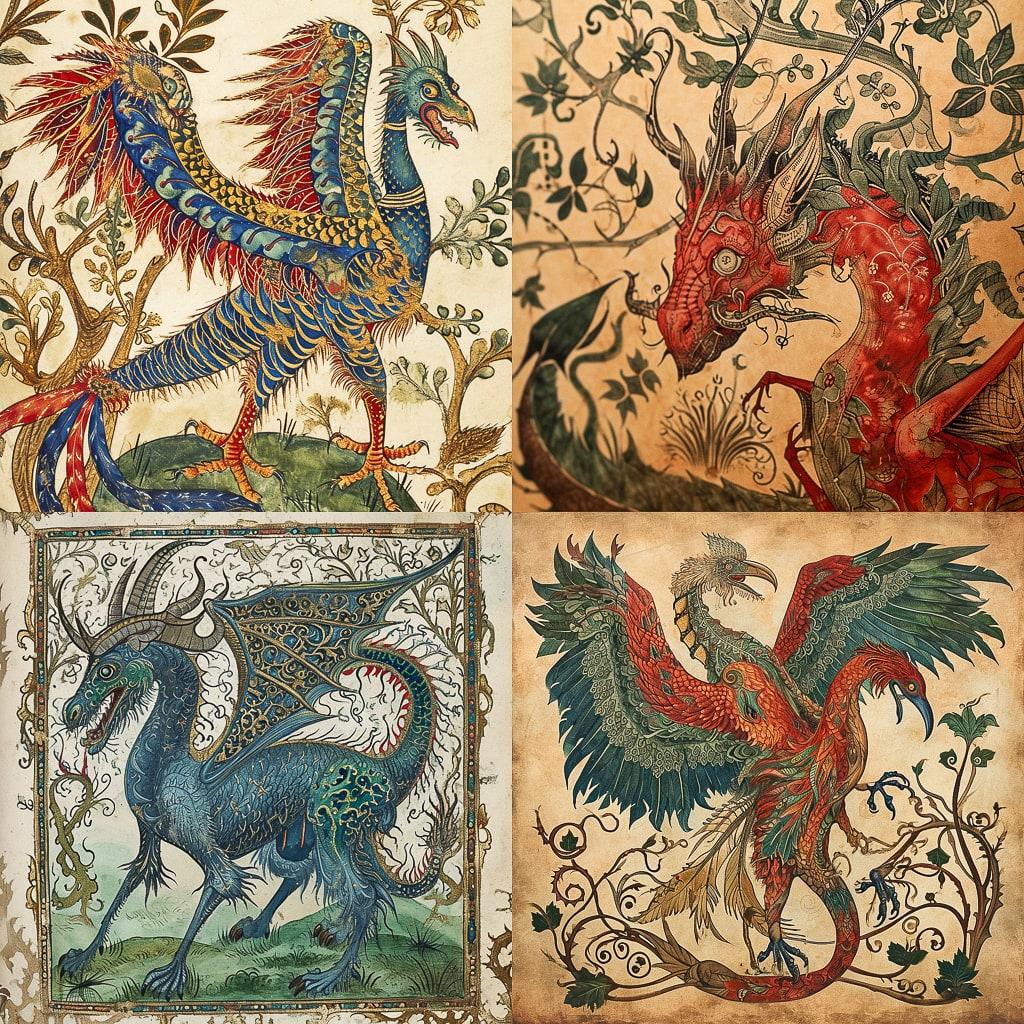 Aberdeen Bestiary style, Midjourney V6, render 1 of 4