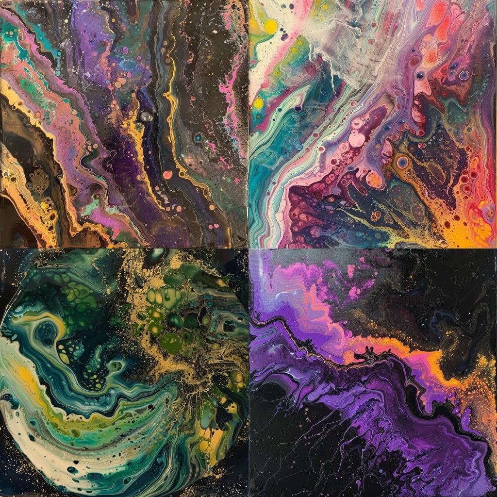 Acrylic pour style, Midjourney V6, render 1 of 4