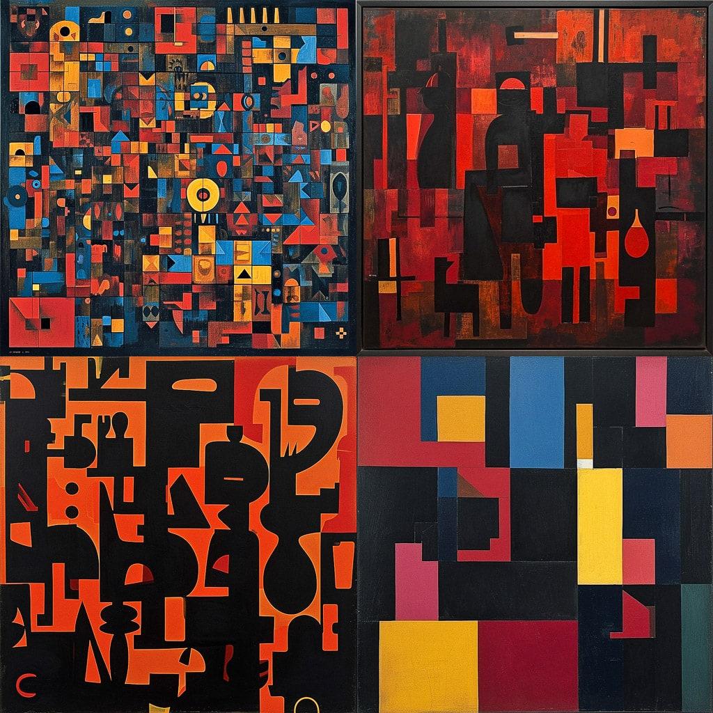 Ad Reinhardt style, Midjourney V6, render 1 of 4