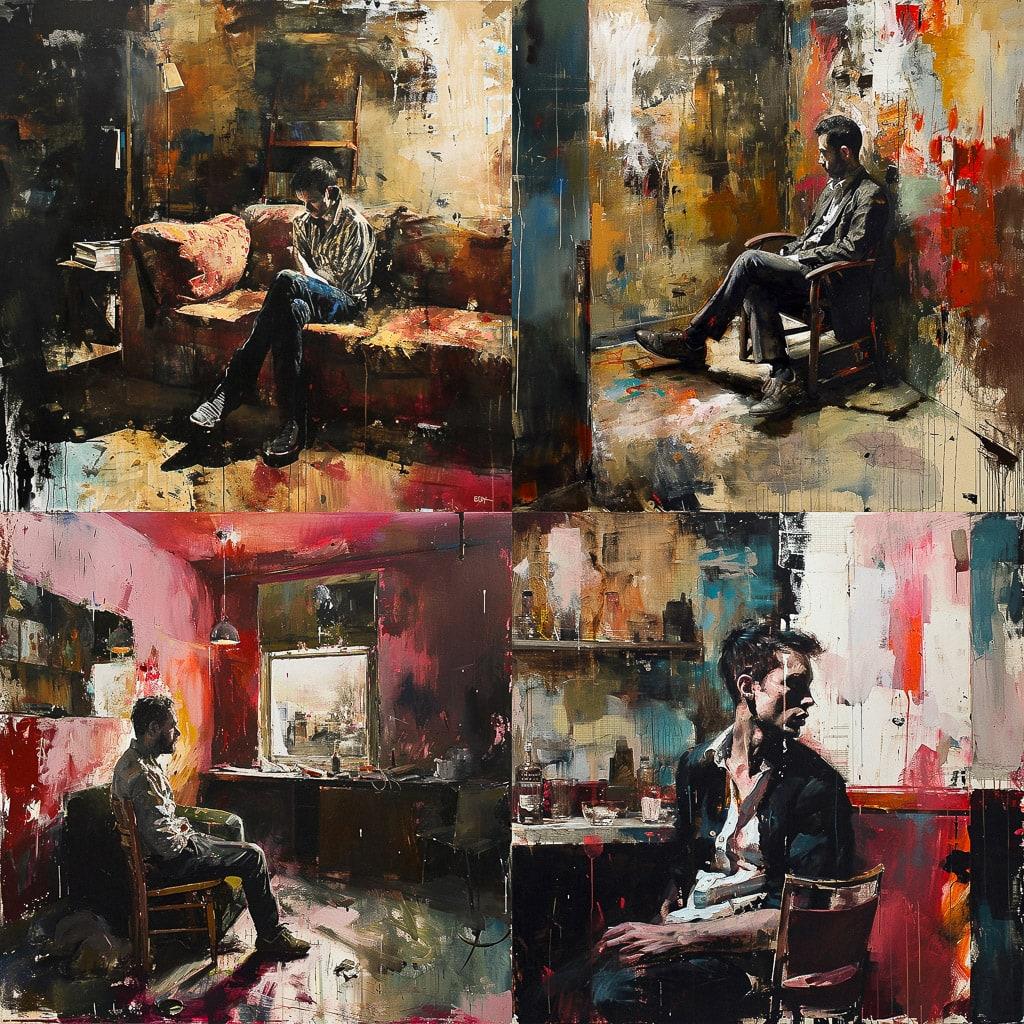 Adrian Ghenie style, Midjourney V6, render 1 of 4