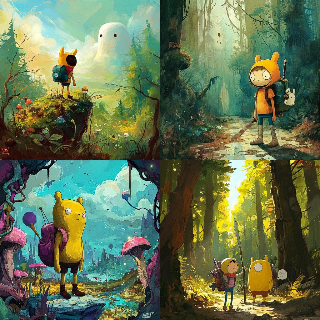 Adventure Time style, Midjourney V6, render 1 of 4