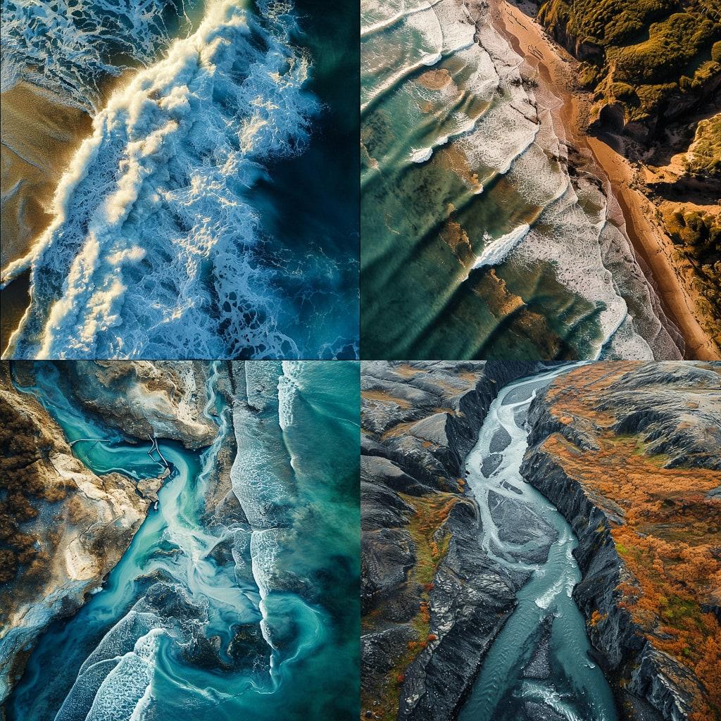 Aerial photography style, Midjourney V6, render 1 of 4