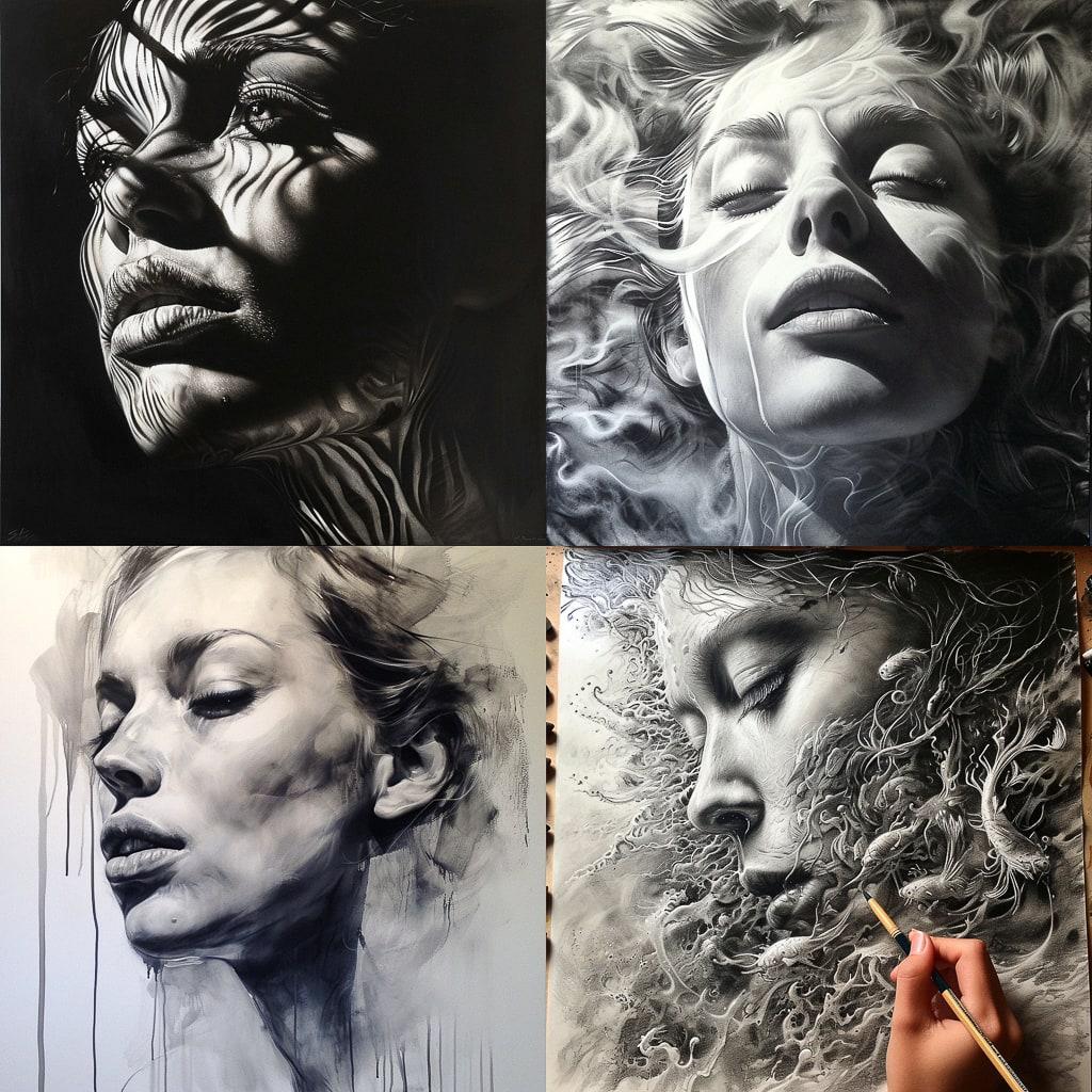 Airbrush drawing style, Midjourney V6, render 1 of 4