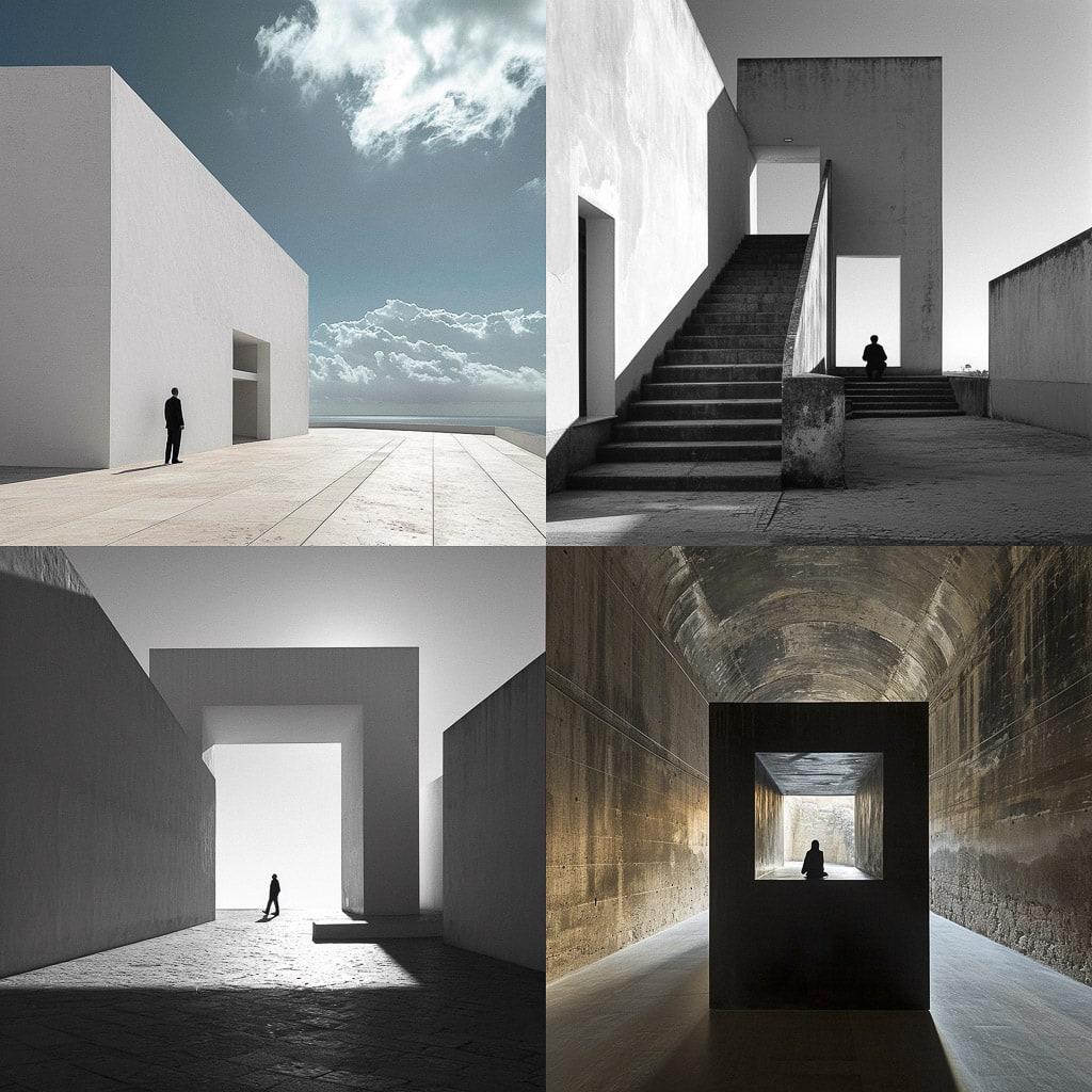 Aires Mateus style, Midjourney V6, render 1 of 4