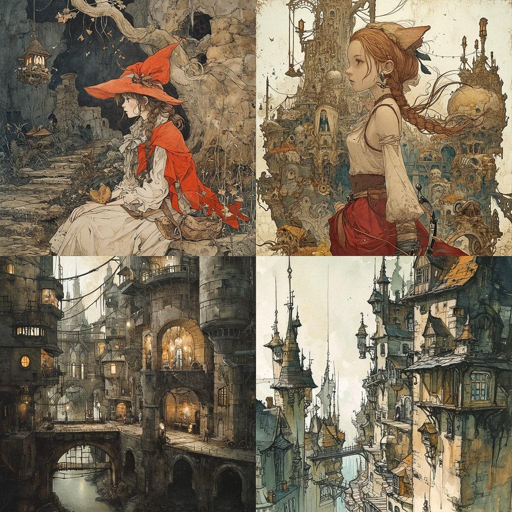 Akihiko Yoshida style, Midjourney V6, render 1 of 4