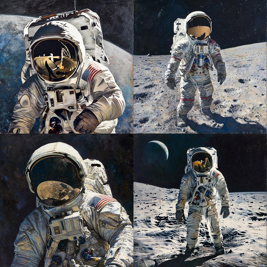 Alan Bean style, Midjourney V6, render 1 of 4