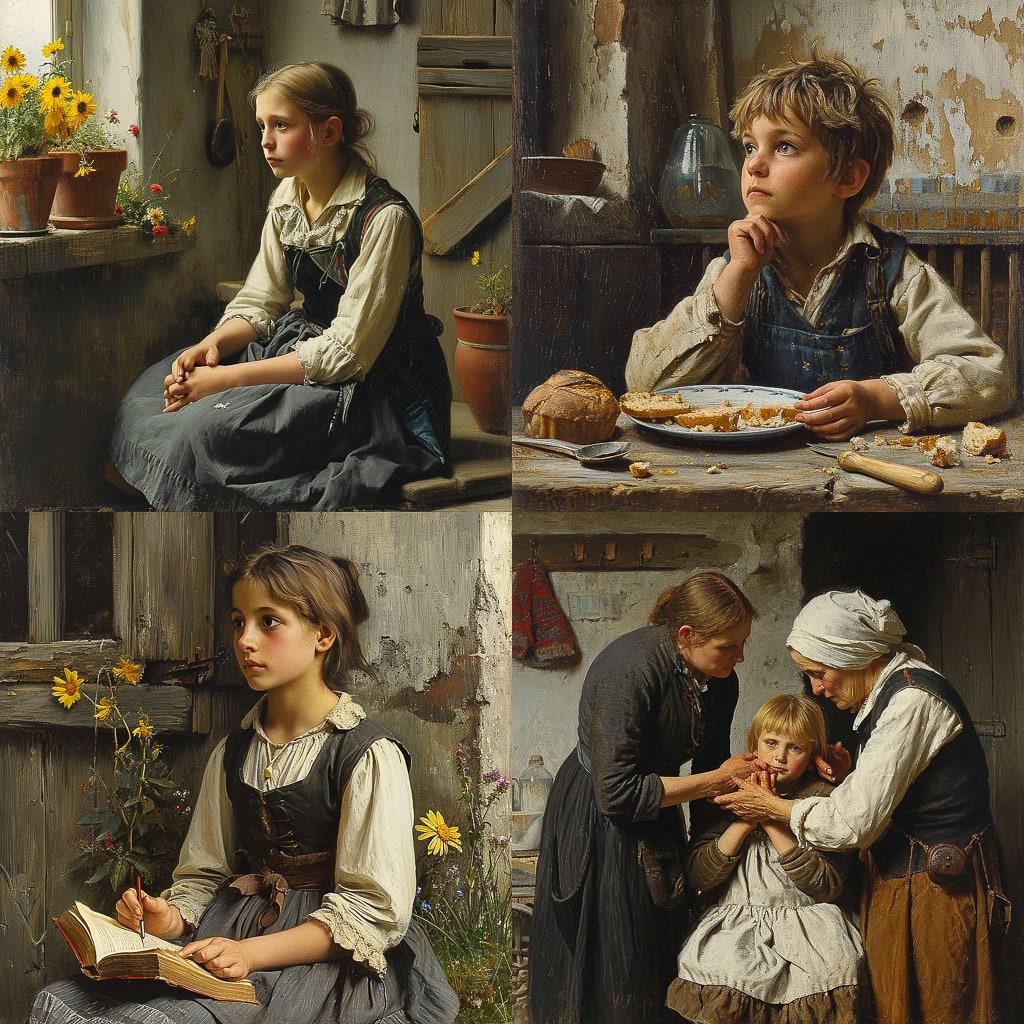 Albert Anker style, Midjourney V6, render 1 of 4