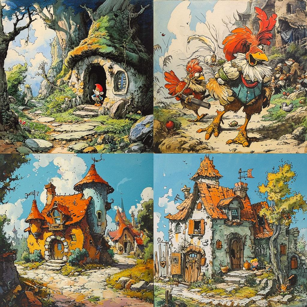 Albert Uderzo style, Midjourney V6, render 1 of 4