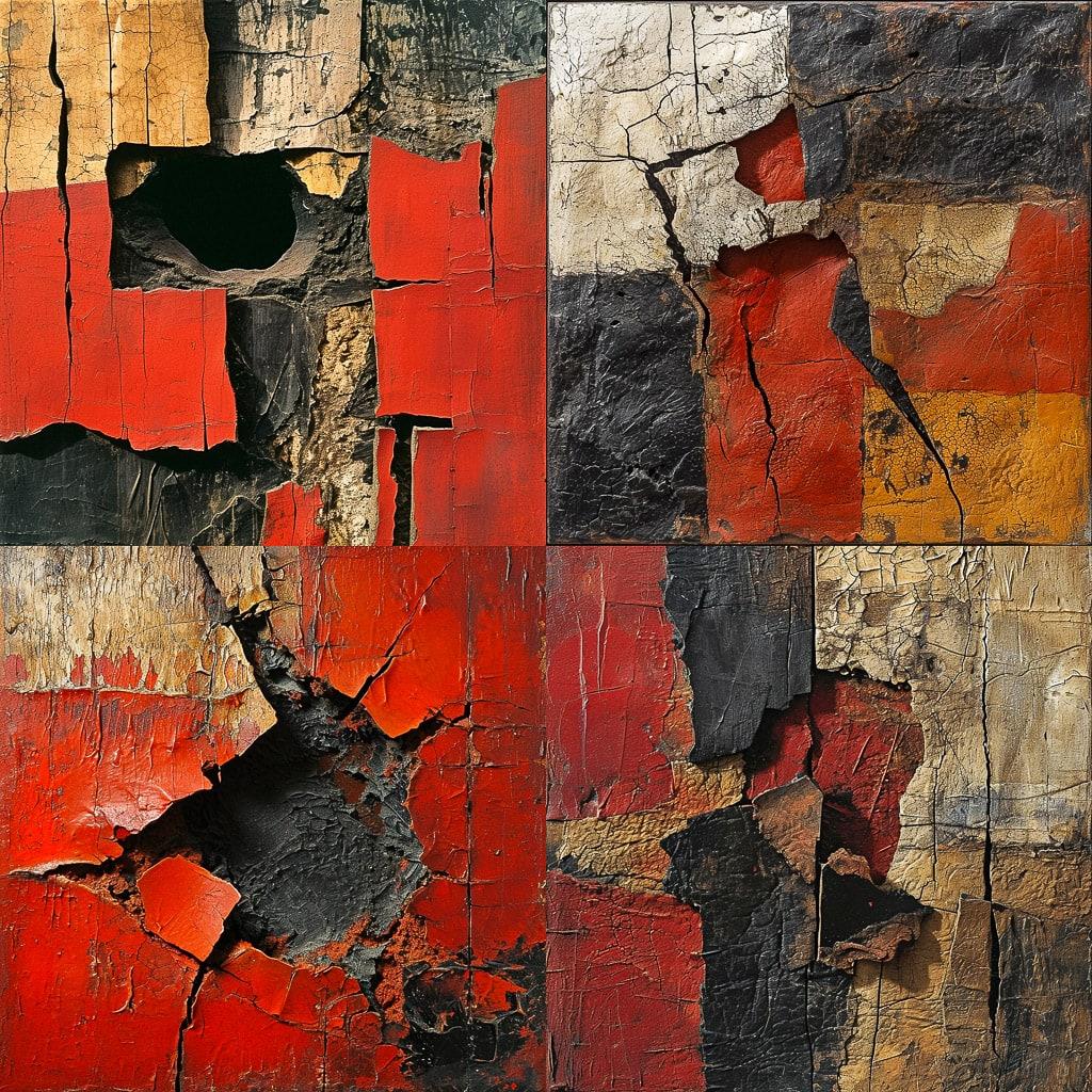 Alberto Burri style, Midjourney V6, render 1 of 4