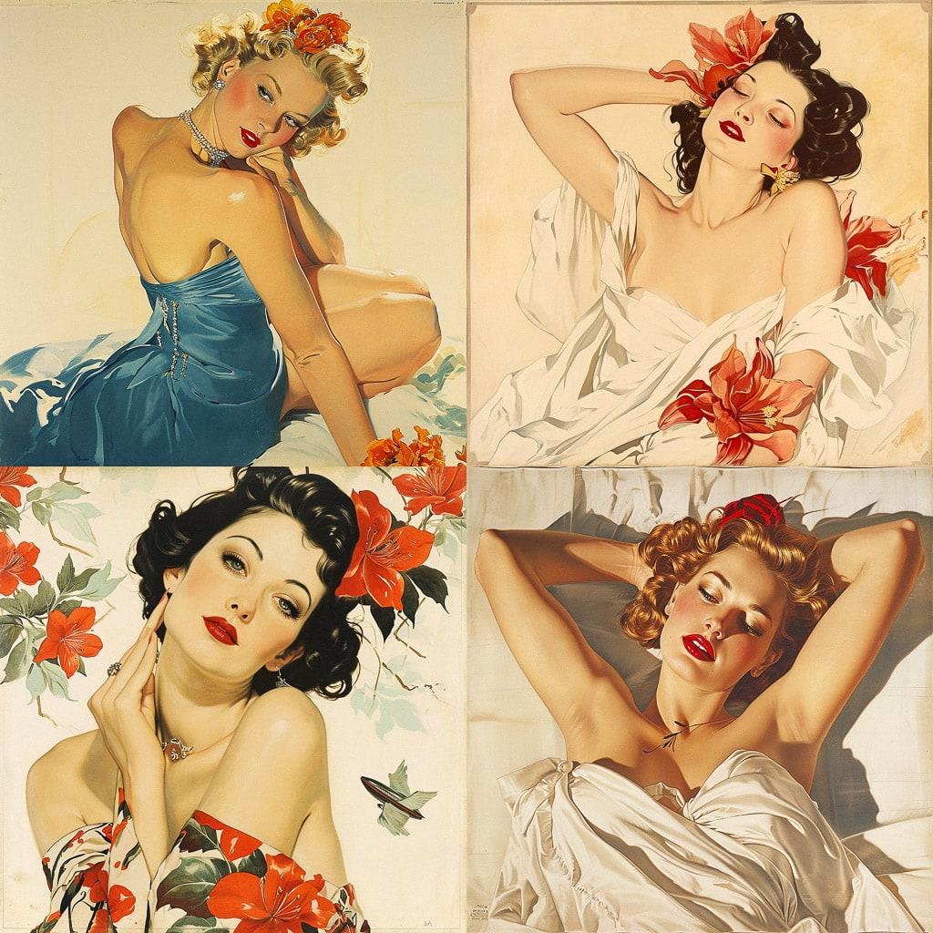Alberto Vargas style, Midjourney V6, render 1 of 4