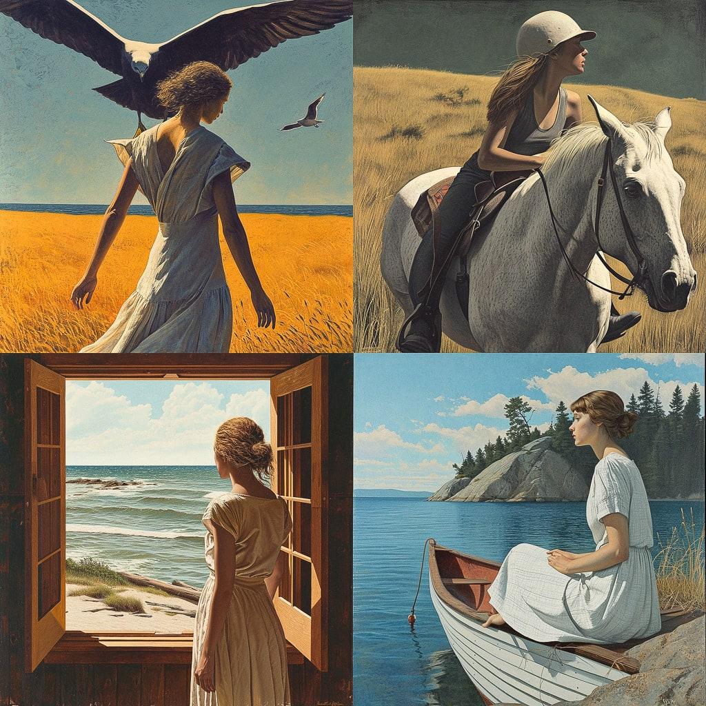 Alex Colville style, Midjourney V6, render 1 of 4