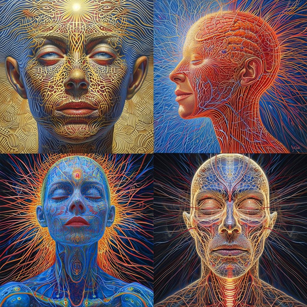 Alex Grey style, Midjourney V6, render 1 of 4