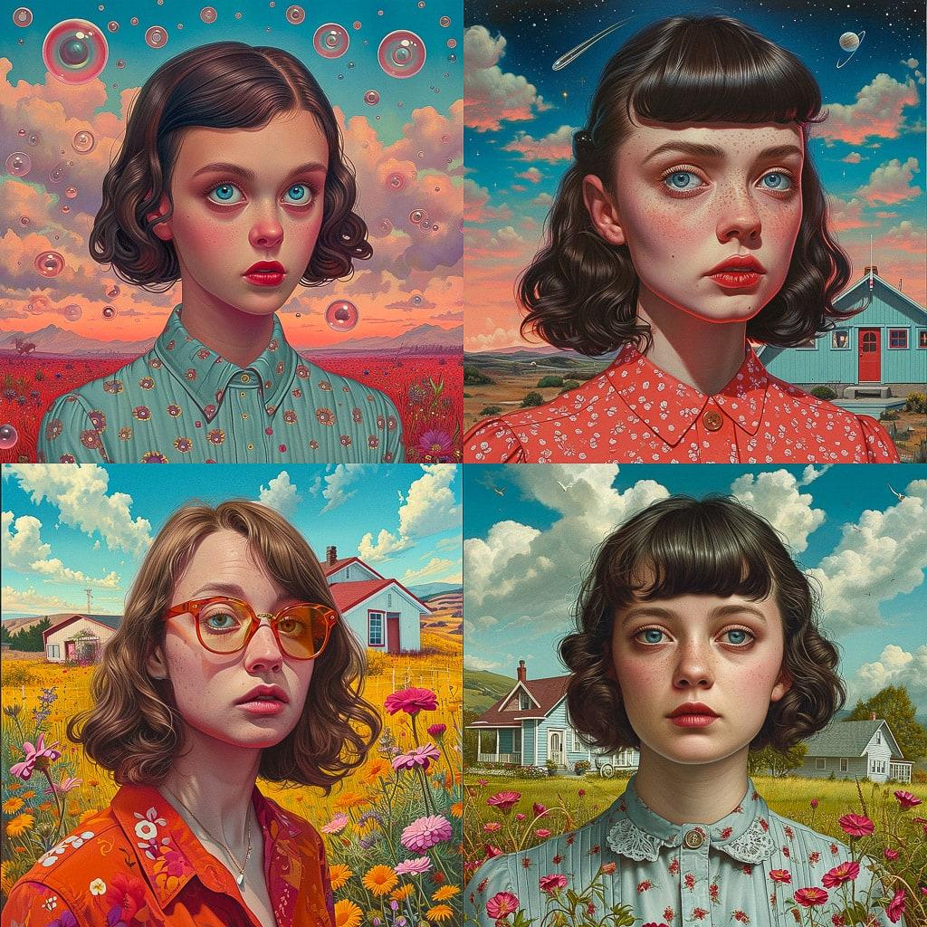 Alex Gross style, Midjourney V6, render 1 of 4