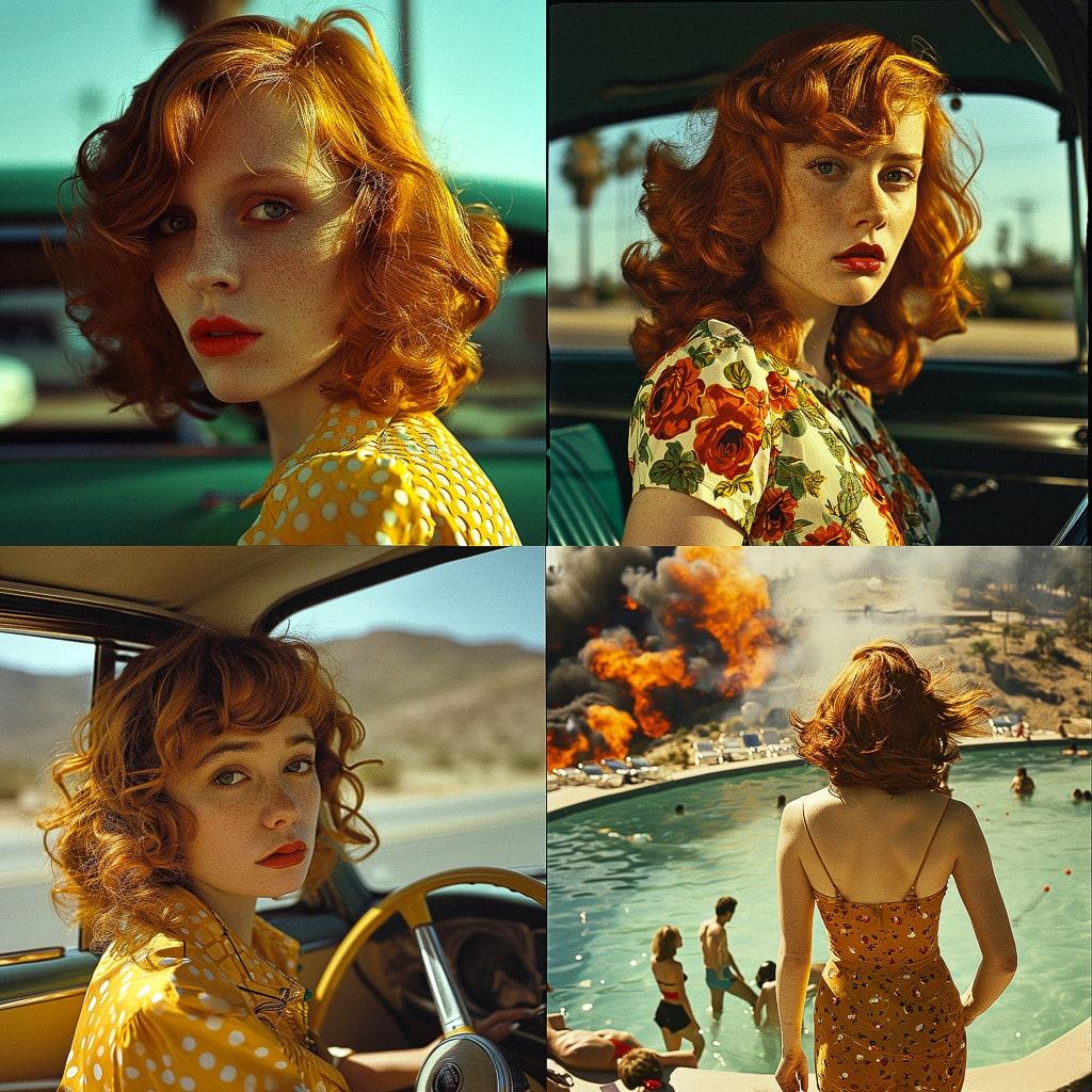 Alex Prager style, Midjourney V6, render 1 of 4