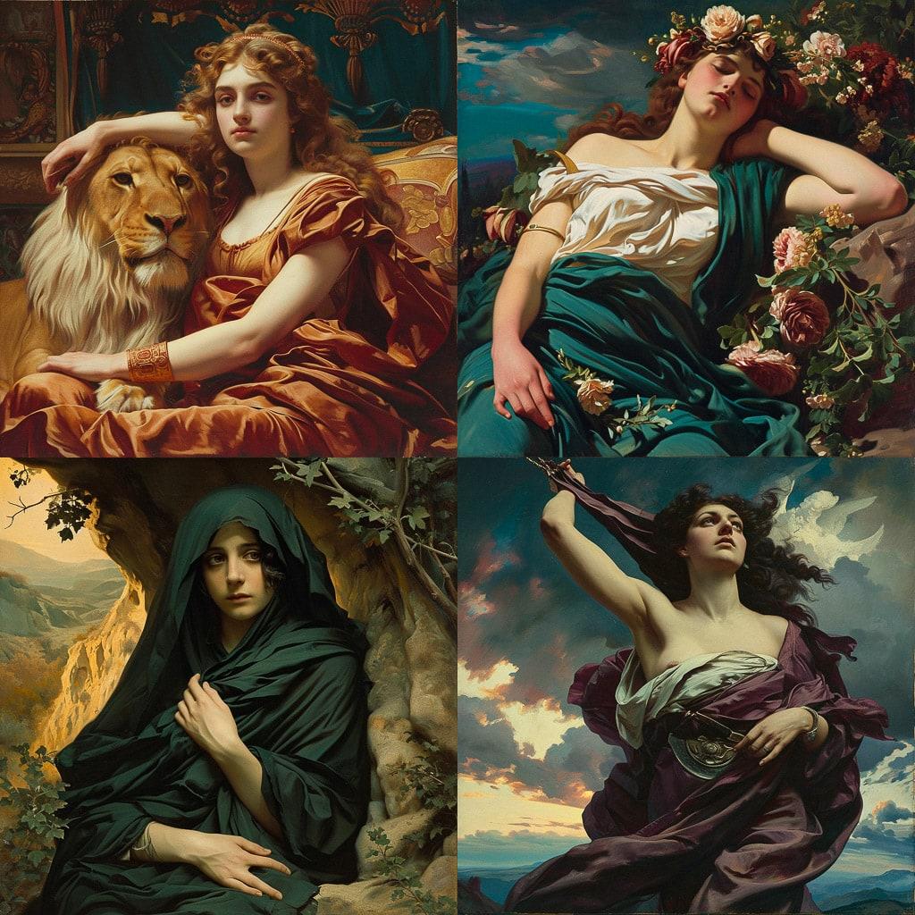 Alexandre Cabanel style, Midjourney V6, render 1 of 4