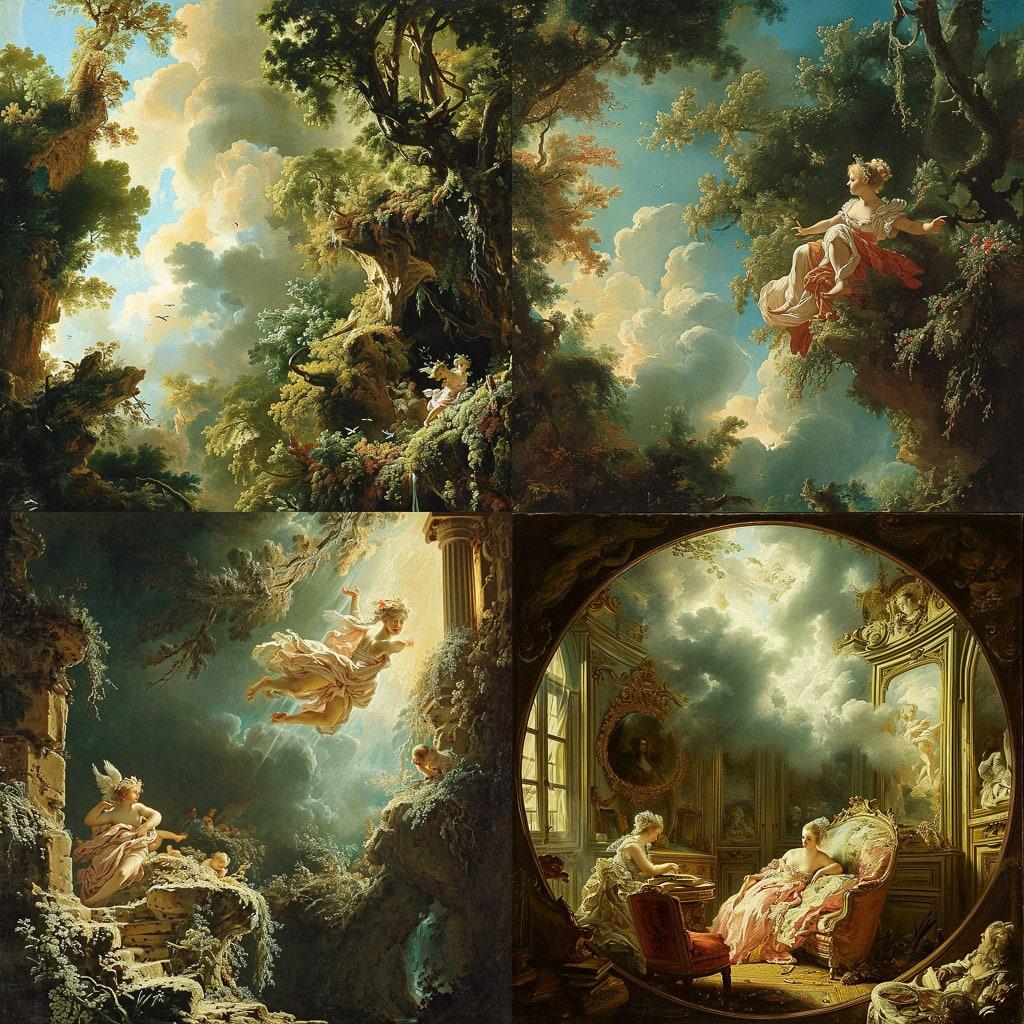 Alexandre-Evariste Fragonard style, Midjourney V6, render 1 of 4