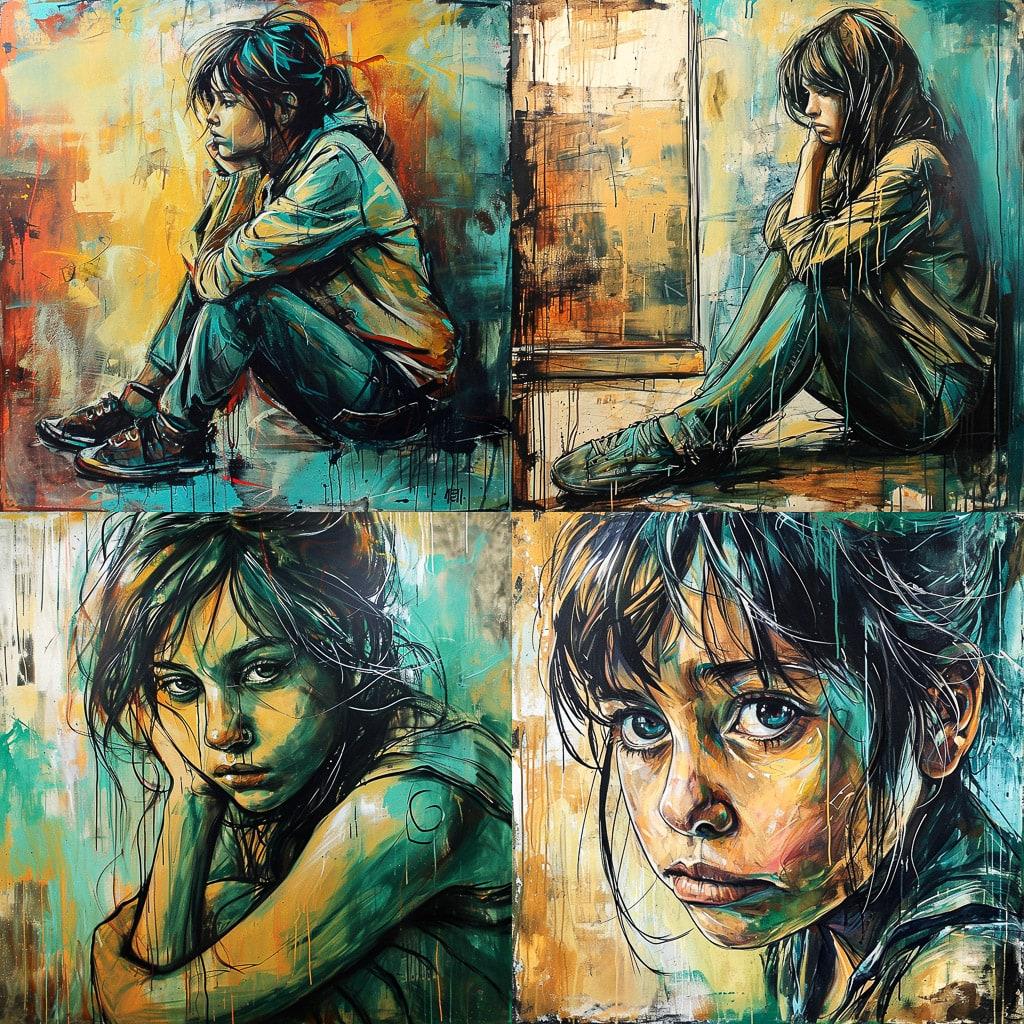 Alice Pasquini style, Midjourney V6, render 1 of 4