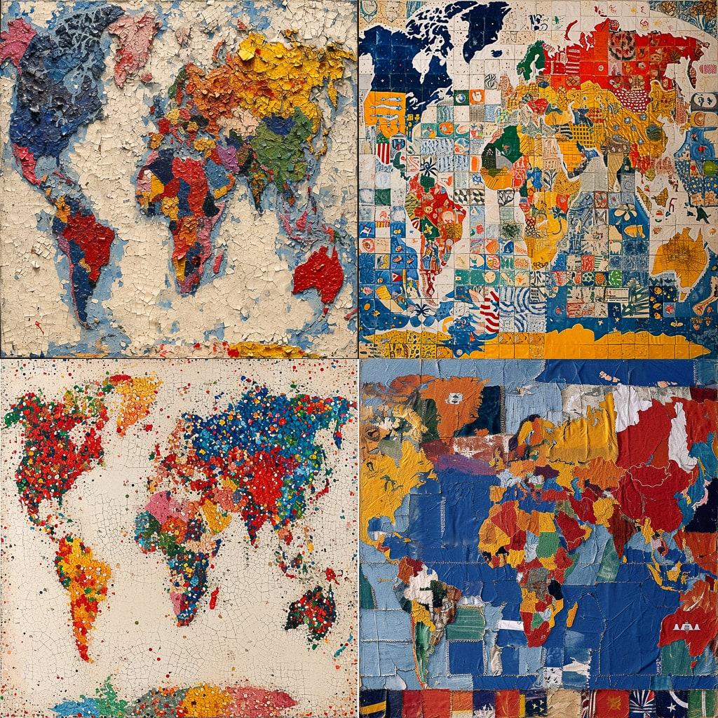 Alighiero Boetti style, Midjourney V6, render 1 of 4