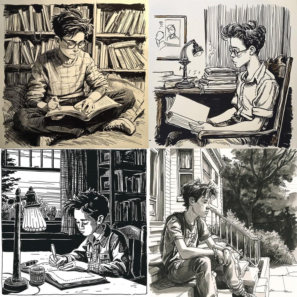 Alison Bechdel style, Midjourney V6, render 1 of 4