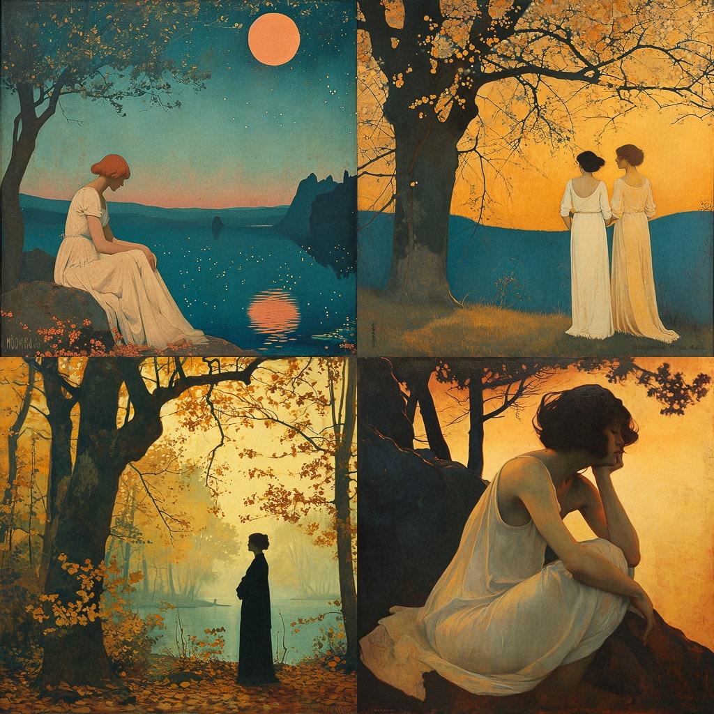 Alphonse Osbert style, Midjourney V6, render 1 of 4